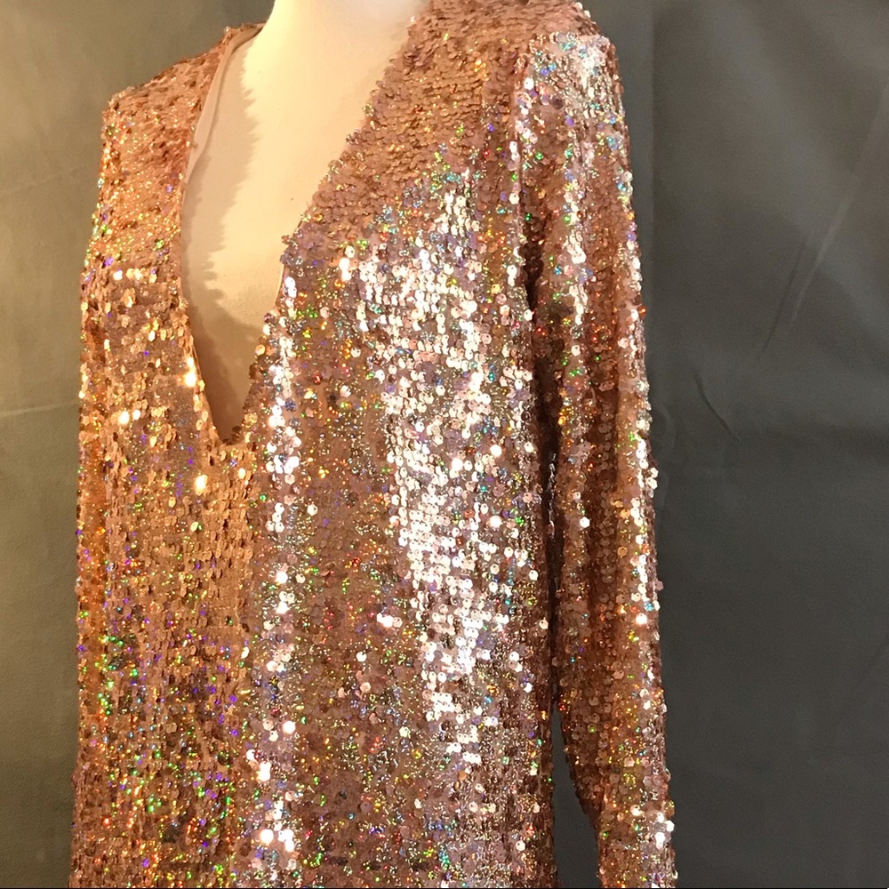 Rose gold Misguided Stunning Sequenced Dress